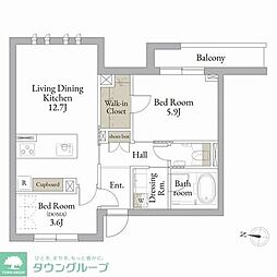 桂高輪 2LDKの間取図画像