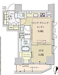 パークアクシス赤坂見附 1LDKの間取図画像