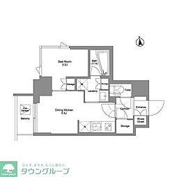 アジールコート浜松町 1DKの間取図画像