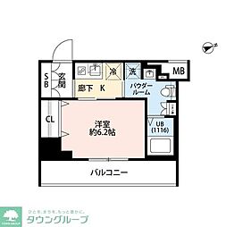 プレール・ドゥーク門前仲町3 1Kの間取図画像