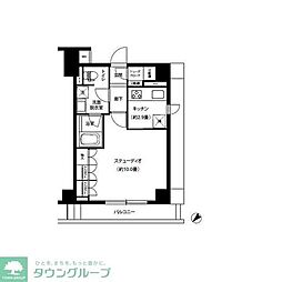 グランスイート銀座レスティモナーク 1Kの間取図画像