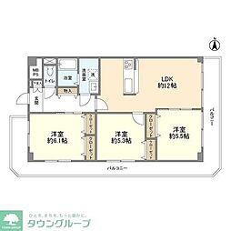 洋伸東大島マンション 3LDKの間取図画像