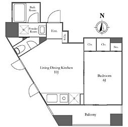 KDXレジデンス西麻布 1LDKの間取図画像