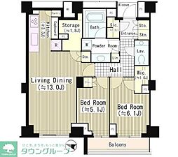 パークコート元麻布ヒルテラス 2LDKの間取図画像