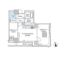 ベルファース芝浦タワー 1LDKの間取図画像