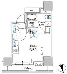 ベルファース芝浦タワー ワンルームの間取図画像