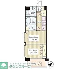 コートラクリア京橋 1DKの間取図画像