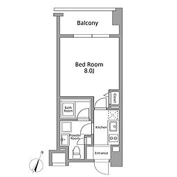 レジディア築地 1Kの間取図画像
