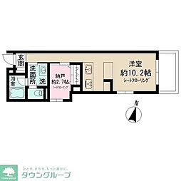 Admiral Himonya ワンルームの間取図画像