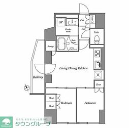 コスモグラシア池田山 2LDKの間取図画像