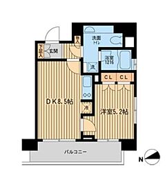 ラクラス田町 1DKの間取図画像