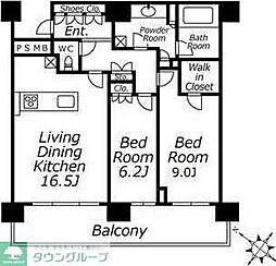 ブランズ文京小日向レジデンス 2LDKの間取図画像