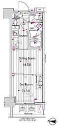 グランドガーラ木場 1DKの間取図画像