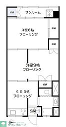 第三宮庭マンション 2Kの間取図画像