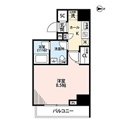 プレール・ドゥーク住吉駅前 1Kの間取図画像