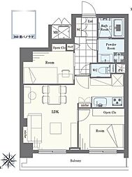 メドン・ド・ヴィレ日本橋茅場町 1SLDKの間取図画像
