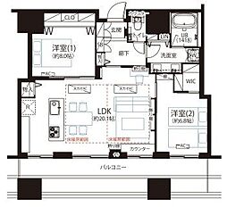 キャピタルゲートプレイスザ・タワー 2LDKの間取図画像