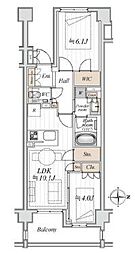 マジェスティハウス新宿御苑パークナード 2LDKの間取図画像