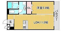 HCプレジオ草津新浜 1階1LDKの間取り