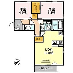 リベルタ 3階2LDKの間取り