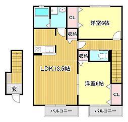 モンソレイユA 2LDKの間取図画像