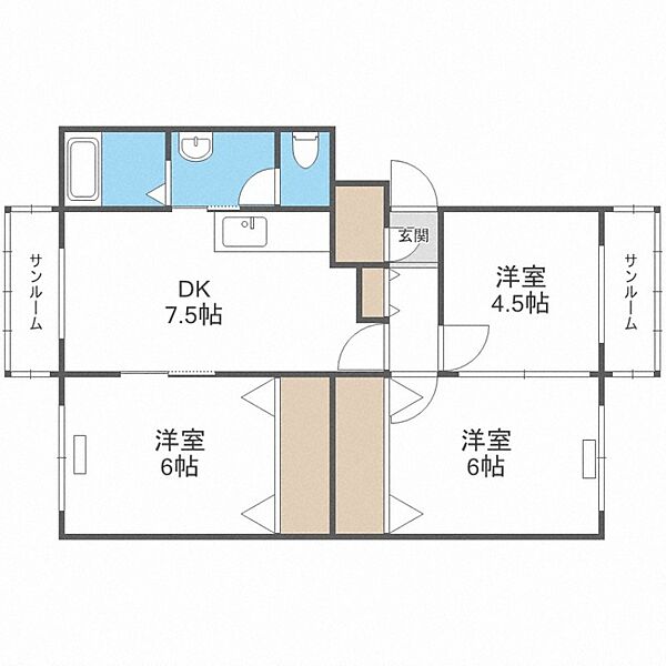 北海道札幌市南区真駒内緑町3丁目(賃貸マンション3DK・3階・52.99㎡)の写真 その2