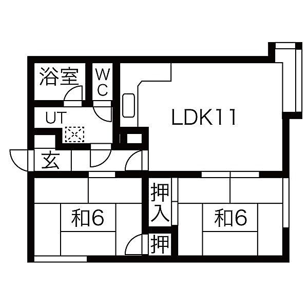 北海道札幌市南区石山東2丁目(賃貸アパート2LDK・2階・50.93㎡)の写真 その2