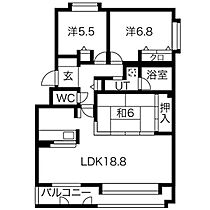 北海道札幌市南区中ノ沢5丁目（賃貸マンション3LDK・3階・66.78㎡） その2