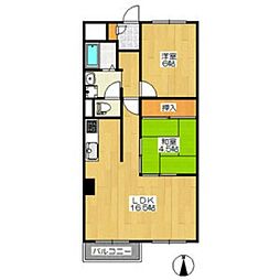 財形モイワハイツ 2LDKの間取図画像