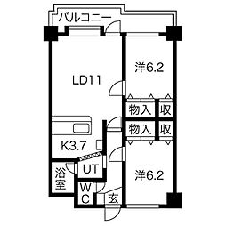 ハイツサン 2LDKの間取図画像