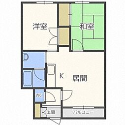 リバーサイド5.3 2LDKの間取図画像