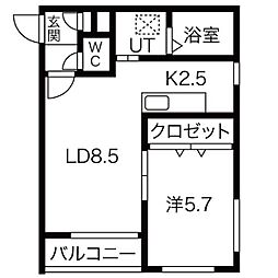 ポラリス3 1LDKの間取図画像