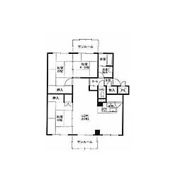 柏丘団地AA-7 3LDKの間取図画像