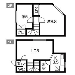 ベルデK 2LDKの間取図画像