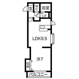 Betula澄川 1DKの間取図画像