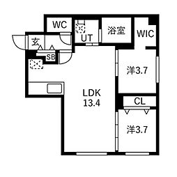 Proud3・4(プラウド3・4) 2LDKの間取図画像