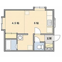 EXCEL川沿 1DKの間取図画像