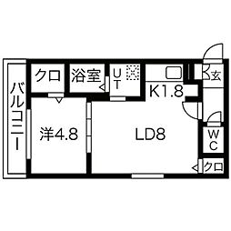 ルーチェ澄川 1DKの間取図画像