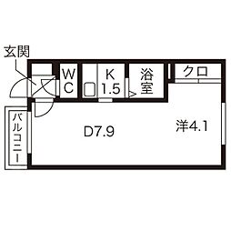 カサデューク澄川81 1DKの間取図画像