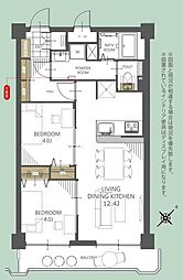 カーサ博多 2LDKの間取図画像