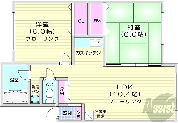 コーポはるか ｜北海道札幌市北区北三十条西9丁目(賃貸アパート2LDK・3階・52.00㎡)の写真 その2