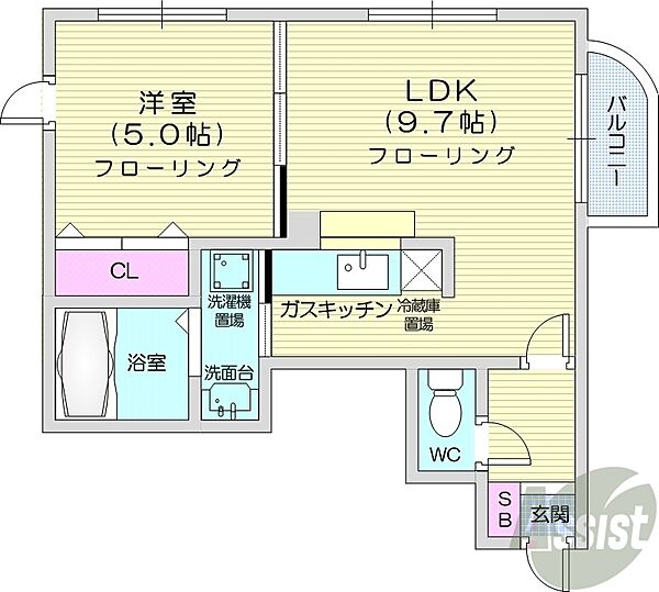 エルミタージュ ｜北海道札幌市東区北十二条東12丁目(賃貸マンション1LDK・3階・33.94㎡)の写真 その2