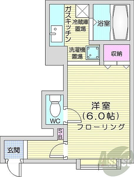 北海道札幌市中央区南二十条西9丁目(賃貸アパート1K・3階・21.06㎡)の写真 その2