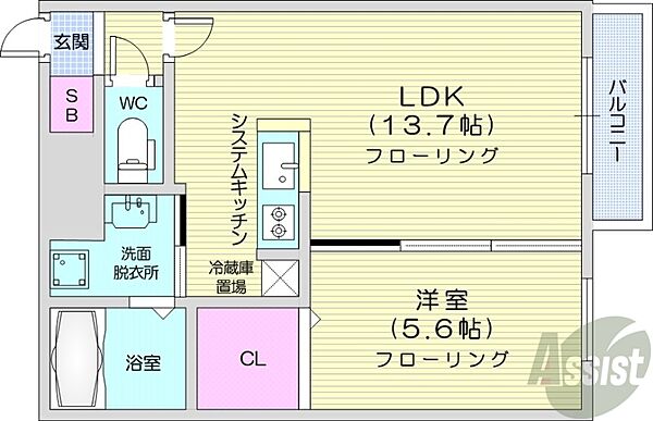 北海道札幌市豊平区平岸三条12丁目(賃貸マンション1LDK・1階・34.56㎡)の写真 その2