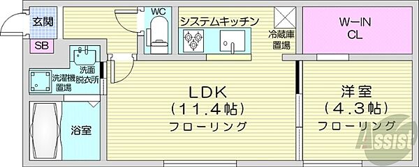 北海道札幌市中央区南十五条西9丁目(賃貸マンション1LDK・3階・40.42㎡)の写真 その2