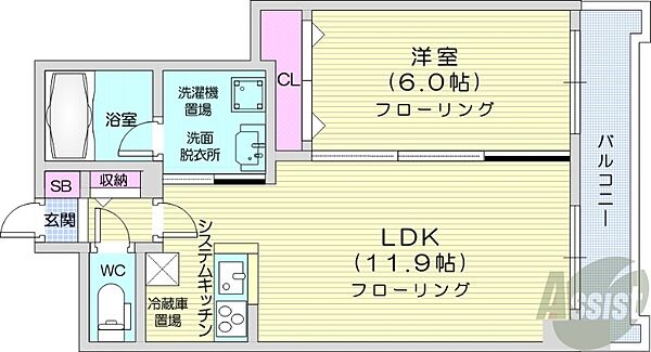 北海道札幌市中央区南六条西14丁目(賃貸マンション1LDK・5階・41.02㎡)の写真 その2
