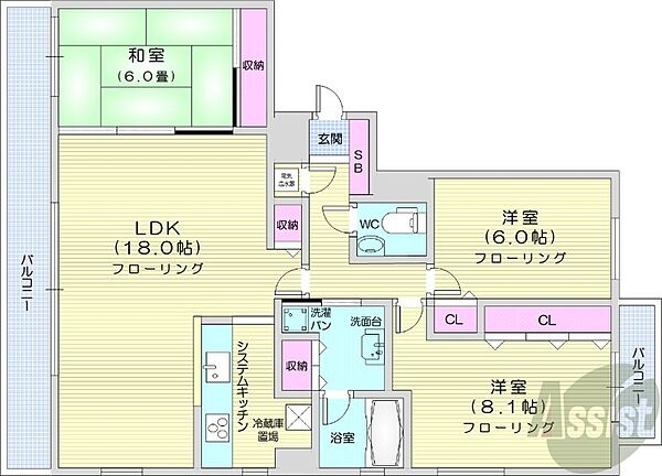 北海道札幌市中央区南四条西21丁目(賃貸マンション3LDK・10階・86.57㎡)の写真 その2