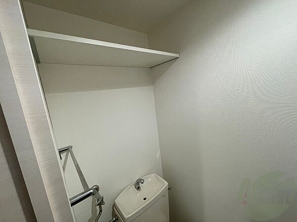 画像21:トイレの上にも棚があり、トイレ用品を置くことができます。