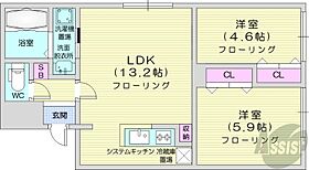 北海道札幌市中央区北五条西9丁目（賃貸マンション2LDK・5階・50.18㎡） その2