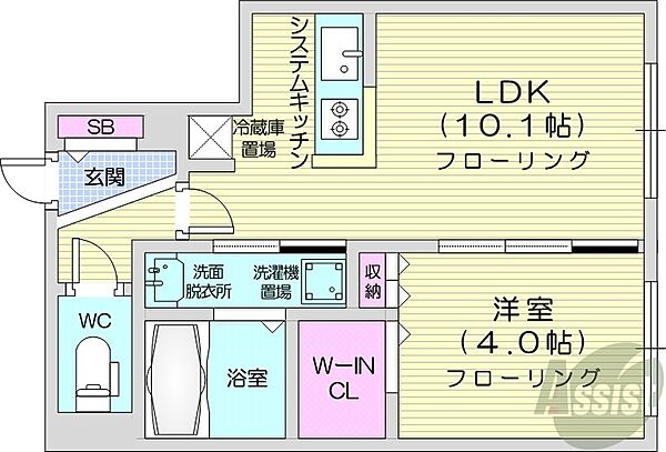北海道札幌市西区琴似一条5丁目(賃貸マンション1LDK・4階・34.81㎡)の写真 その2